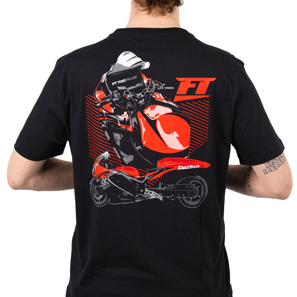 Camiseta Drag Bike FT — costas com estampa da moto de arrancada em destaque