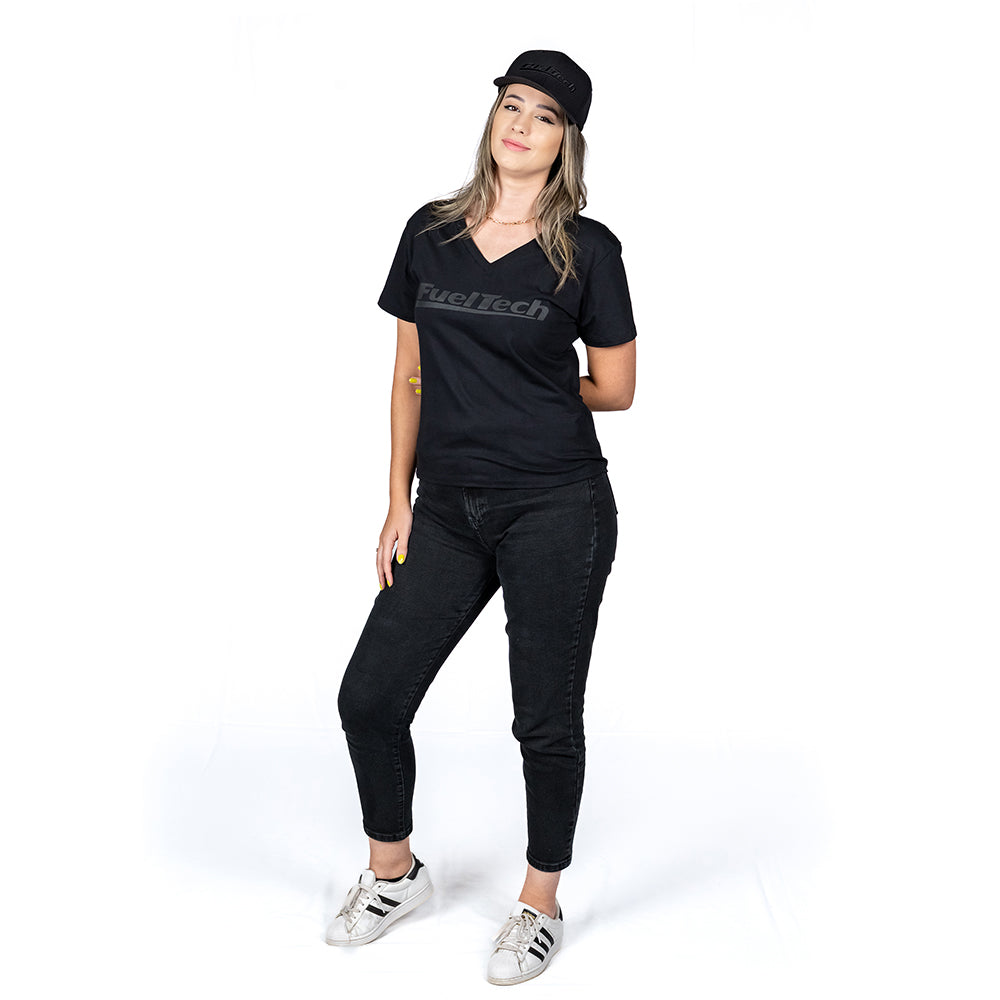 Camiseta Baby Look Preta Carbono