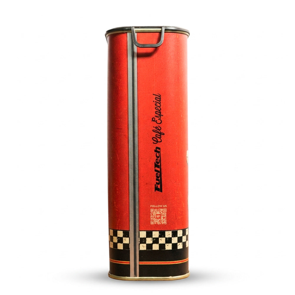 Fueltech Café Especial Lata - lateral com texto e QR code
